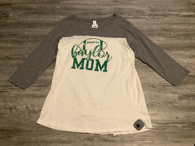 Grey & White Top Long Sleeve Basic Clothes Mentor, Size Xl