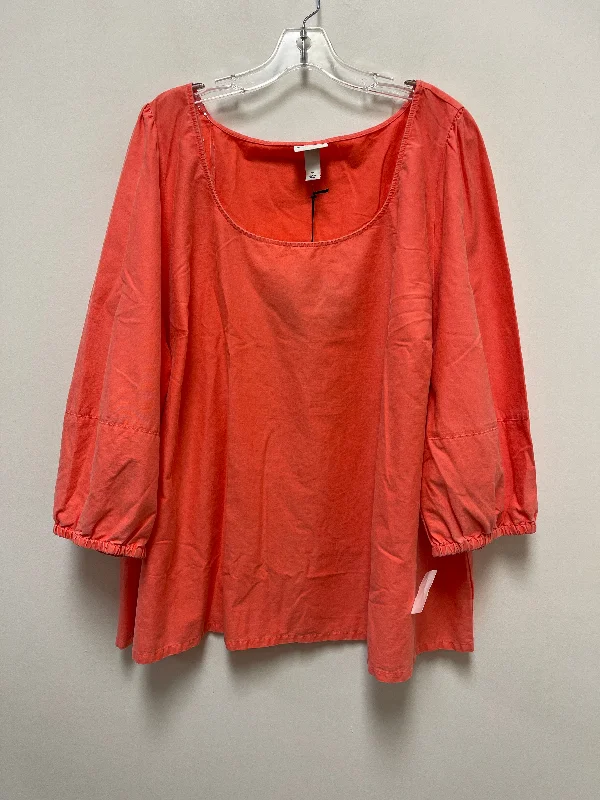 Orange Top Long Sleeve Ava & Viv, Size 3x