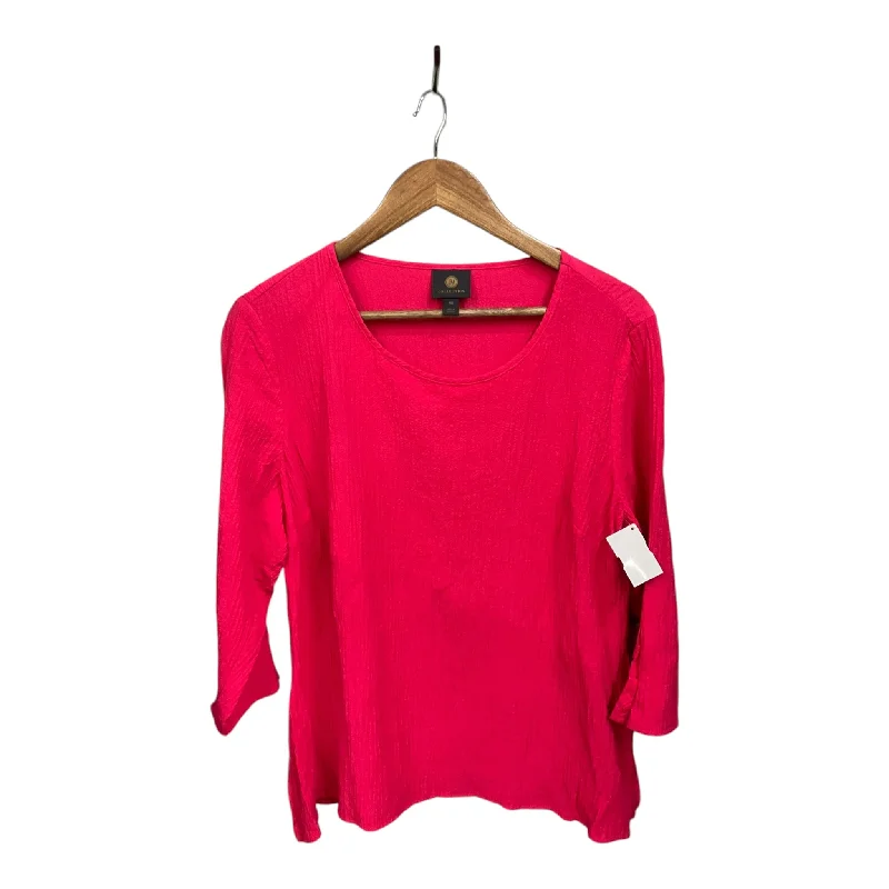 Top 3/4 Sleeve By Jm Collections In Pink, Size:Xlp