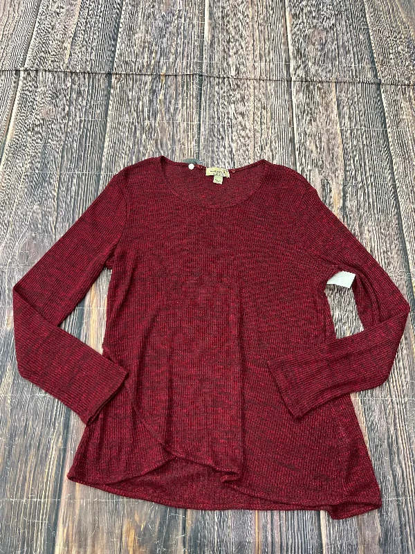 Top Long Sleeve Basic By One World In Red, Size: Mp