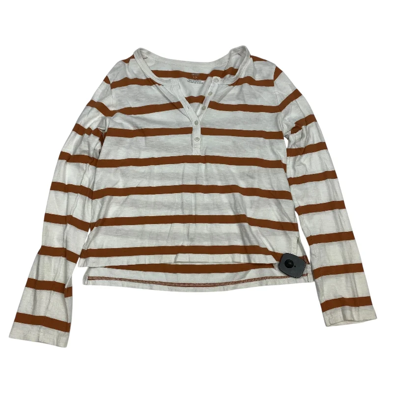 Top Long Sleeve By Aerie In Brown & White, Size: S