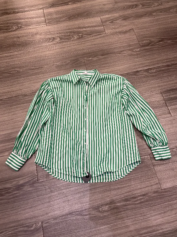 Top Long Sleeve By Clothes Mentor In Green & White, Size: L