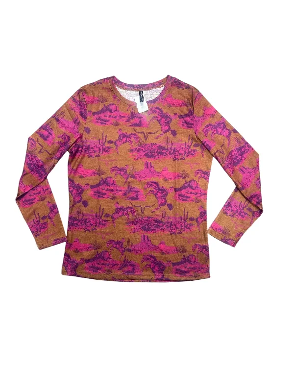 Top Long Sleeve By Cmc In Multi-colored, Size: M