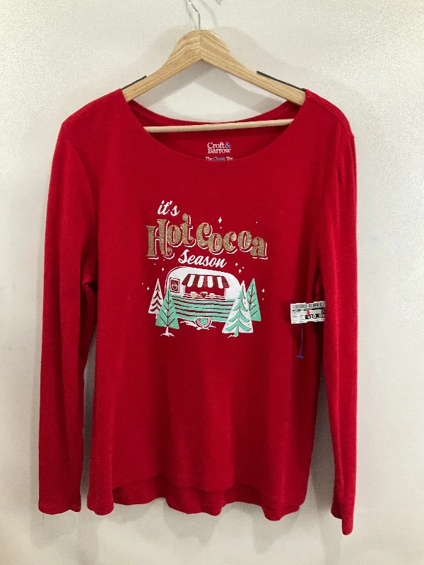 Top Long Sleeve By Croft And Barrow In Red, Size: L