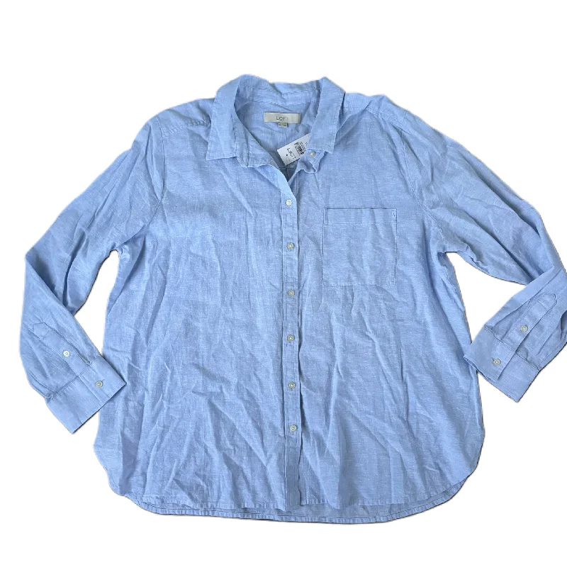 Top Long Sleeve By Loft In Blue, Size: 1x