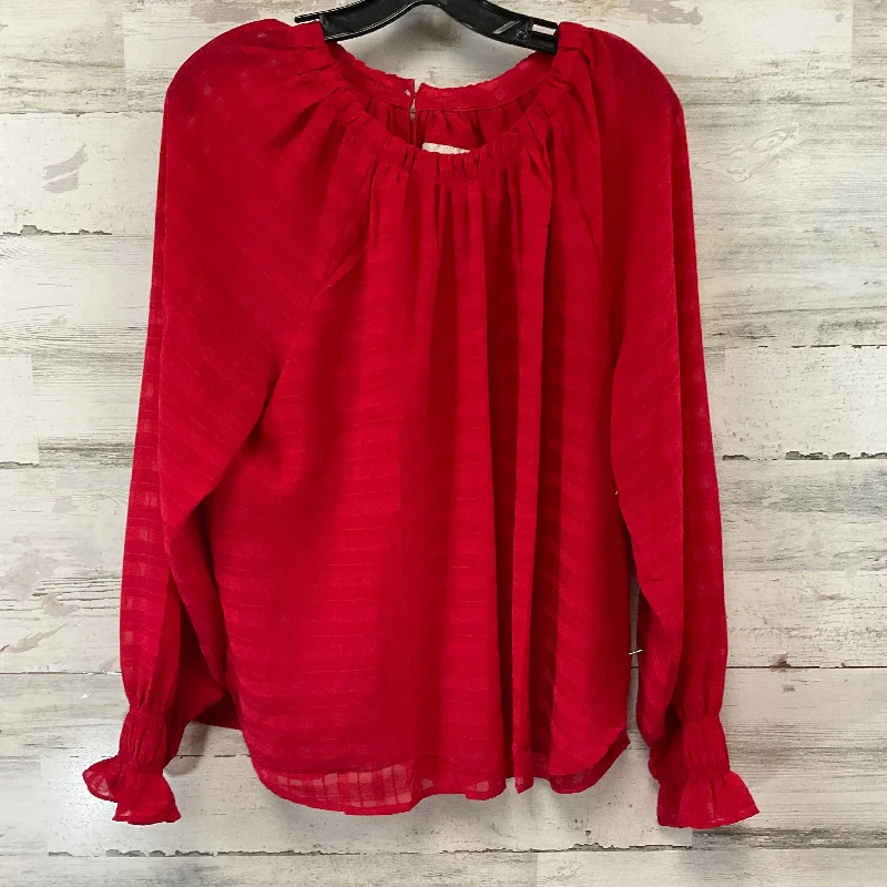 Top Long Sleeve By Loft In Red, Size: L