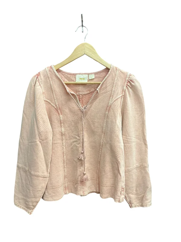 Top Long Sleeve By Maeve In Pink, Size: M