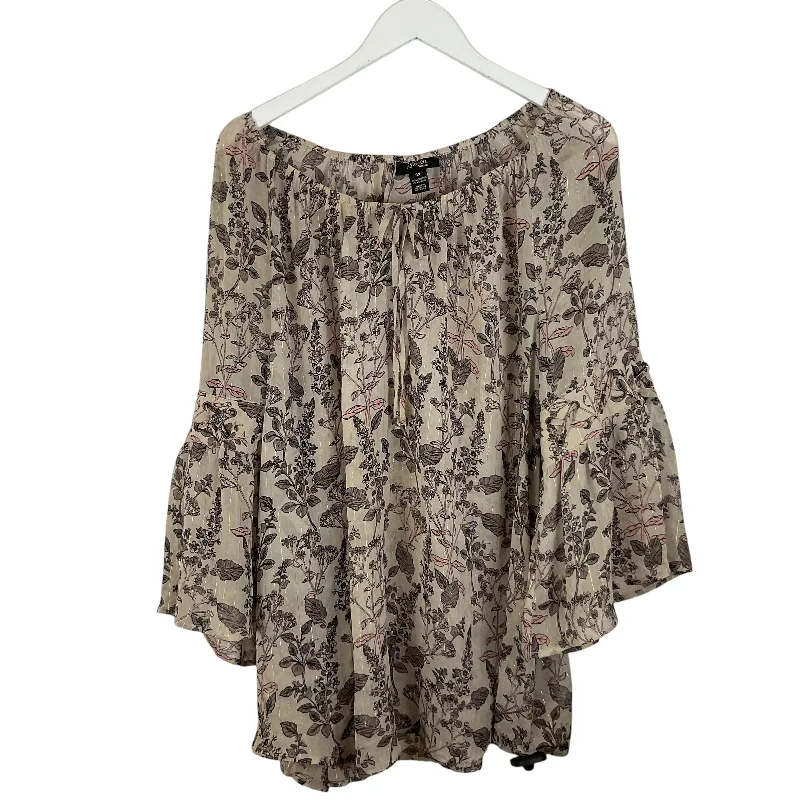 Top Long Sleeve By Style And Company In Floral Print, Size: 3x