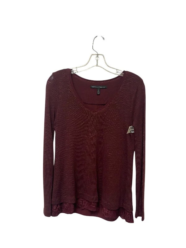 Top Long Sleeve By White House Black Market In Maroon, Size: S