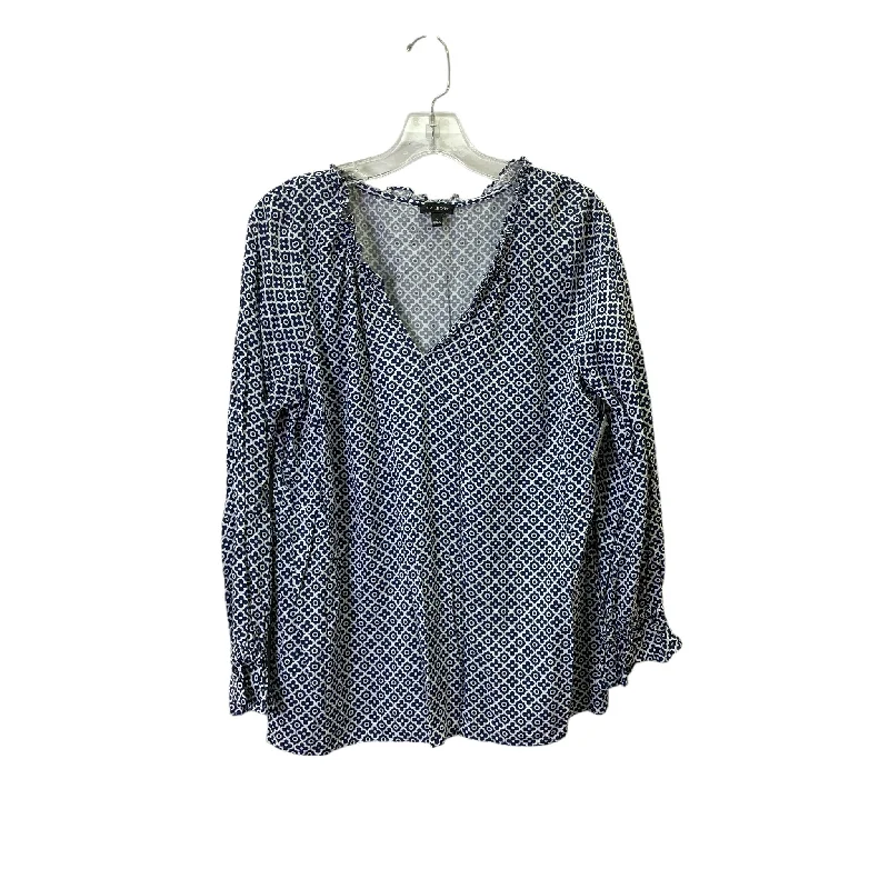 Top Ls By Talbots In Blue & White, Size:L