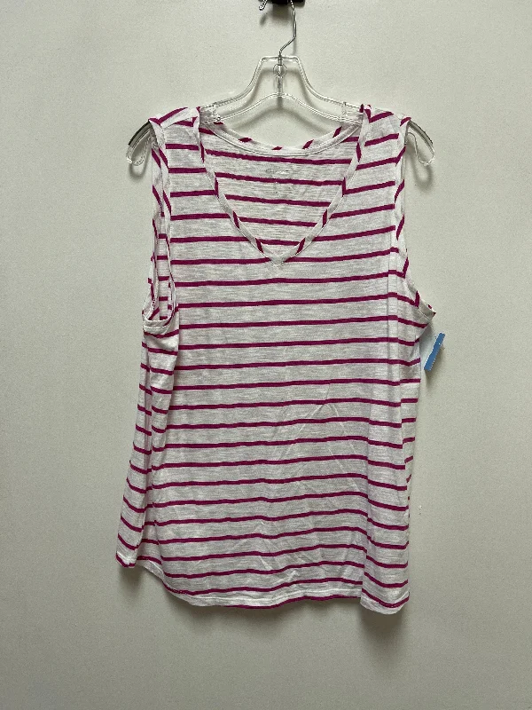 Tank Top By Chicos In Pink & White, Size: Xl