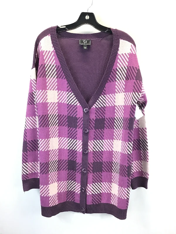 Sweater Cardigan By G By Giuliana In Purple, Size: L