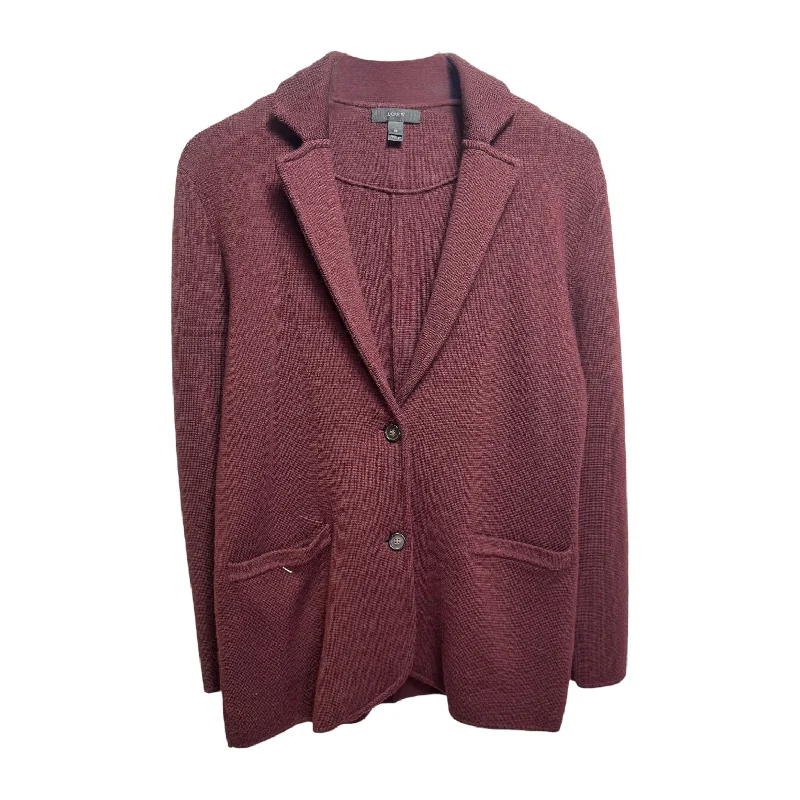 100% Merino Wool Blazer Sweater Cardigan By J. Crew In Maroon, Size: Xs