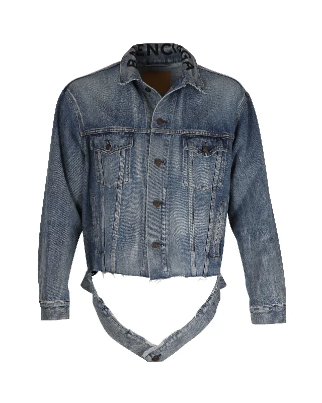 Balenciaga Raw Cut Hem Denim Jacket in Blue Cotton