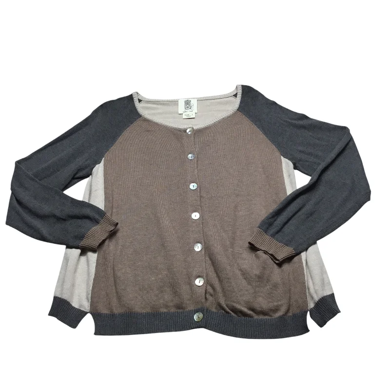 Cardigan By Clothes Mentor In Grey & Tan, Size: L