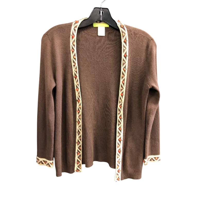 Cardigan By Sigrid Olsen In Brown & Cream, Size: Xs