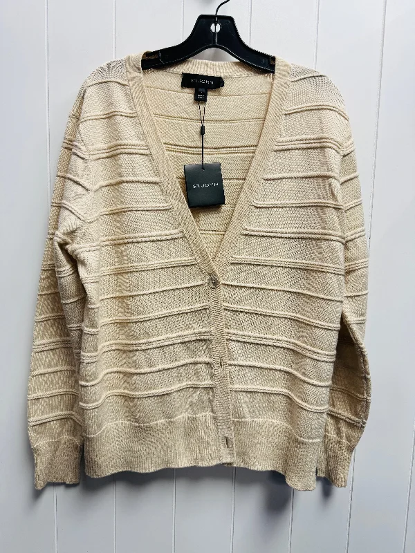 Cardigan Luxury Designer By St John Collection In Cream, Size: L