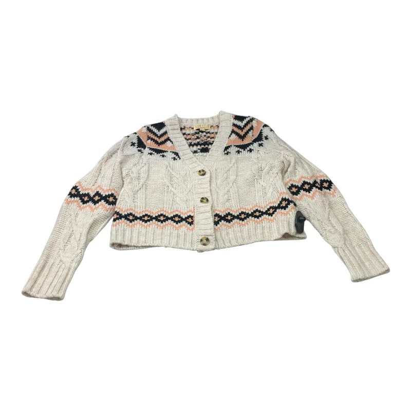 Sweater Cardigan By Clothes Mentor In Pink & White, Size: Xs