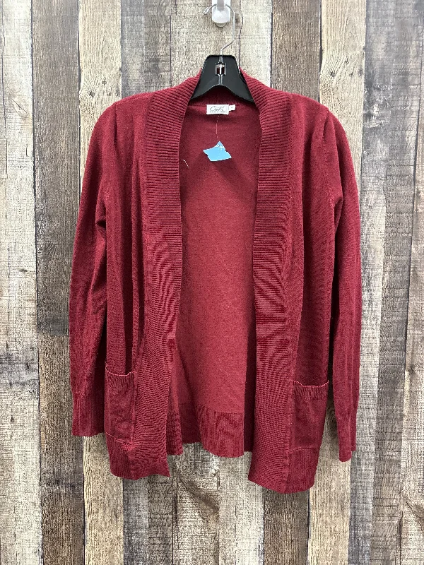 Sweater Cardigan By Cme In Maroon, Size: S