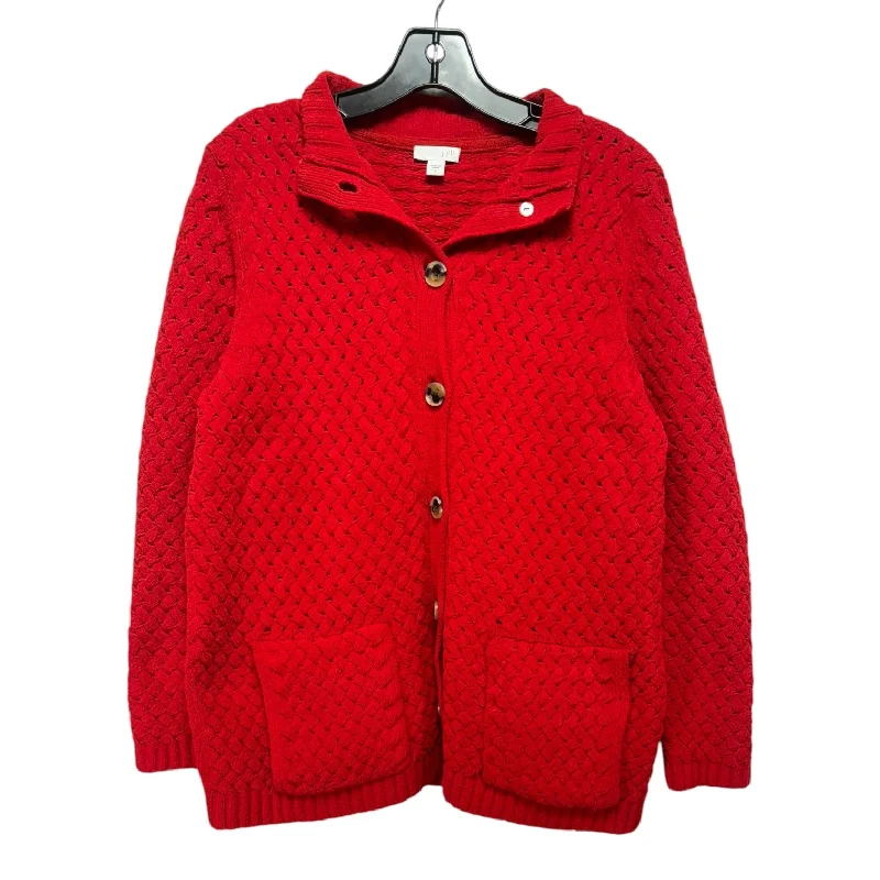 Sweater Cardigan By J. Jill In Red, Size: S