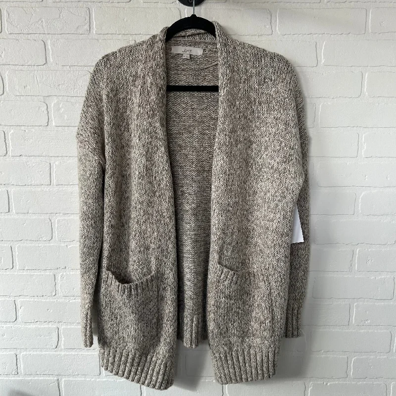 Sweater Cardigan By Loft In Brown & Cream, Size: M