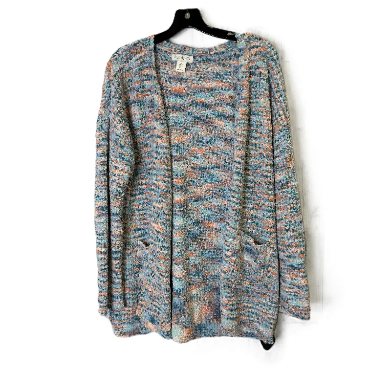 Sweater Cardigan By Rachel Zoe In Blue & Orange, Size: L