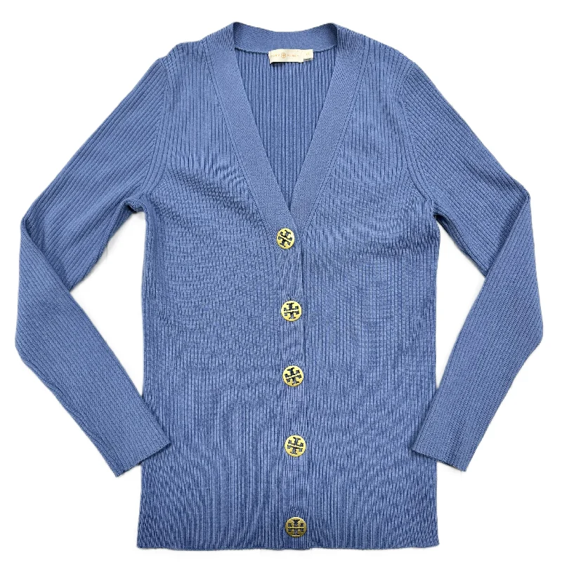 Sweater Cardigan Designer By Tory Burch In Blue, Size: L