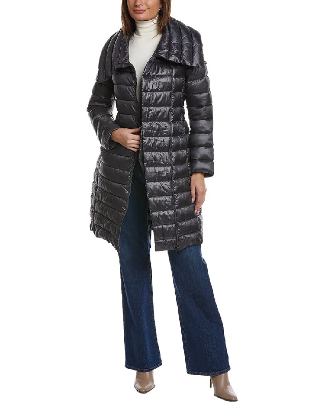 Via Spiga Asymmetrical Belted Puffer Coat