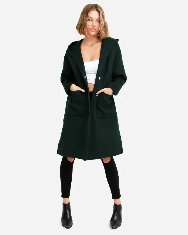 Walk This Way Wool Blend Oversized Coat  - Dark Green