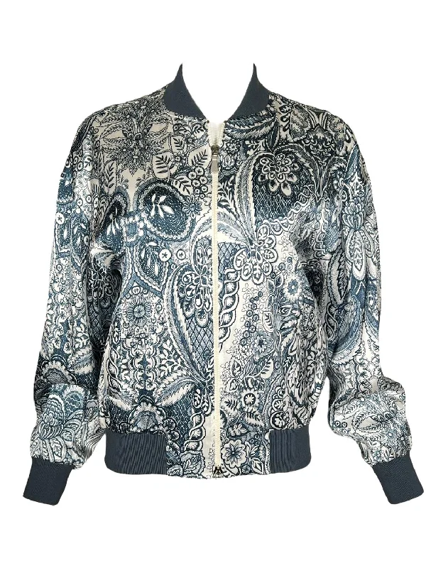 Women's Jacquard Bomber Jacket In Blue