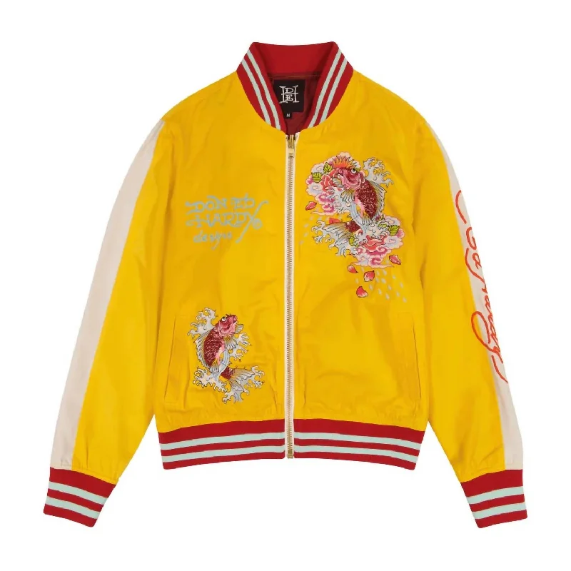 Women's Koi Cranes Souvenir Jacket In Gold White