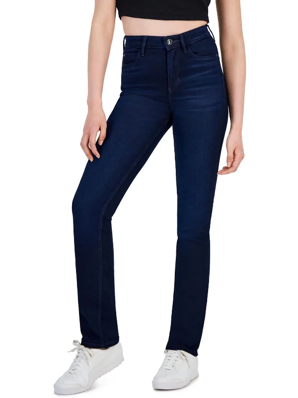 1981 Womens High-Rise Dark Wash Straight Leg Jeans