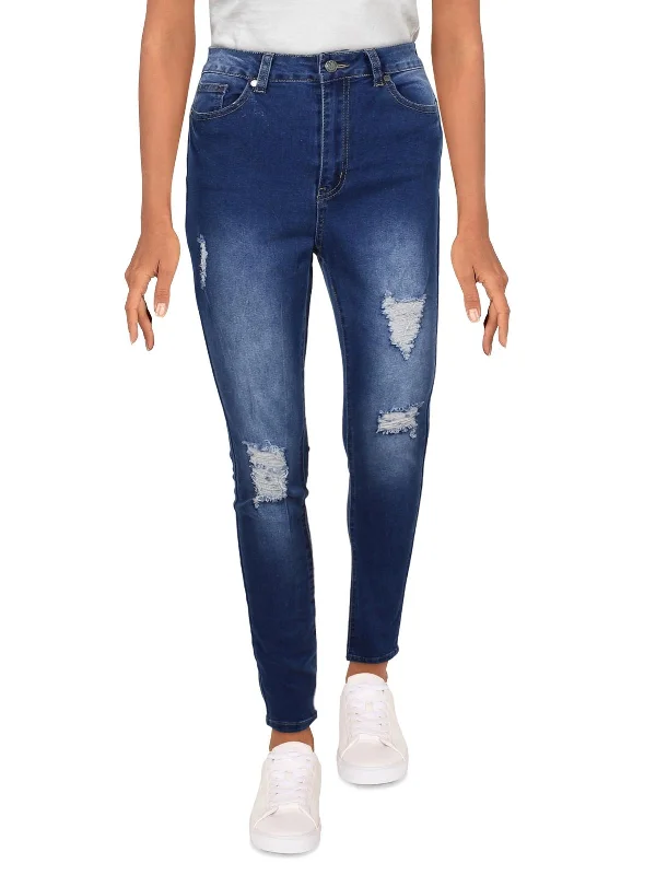 Avas Womens High Rise Destroyed Skinny Jeans