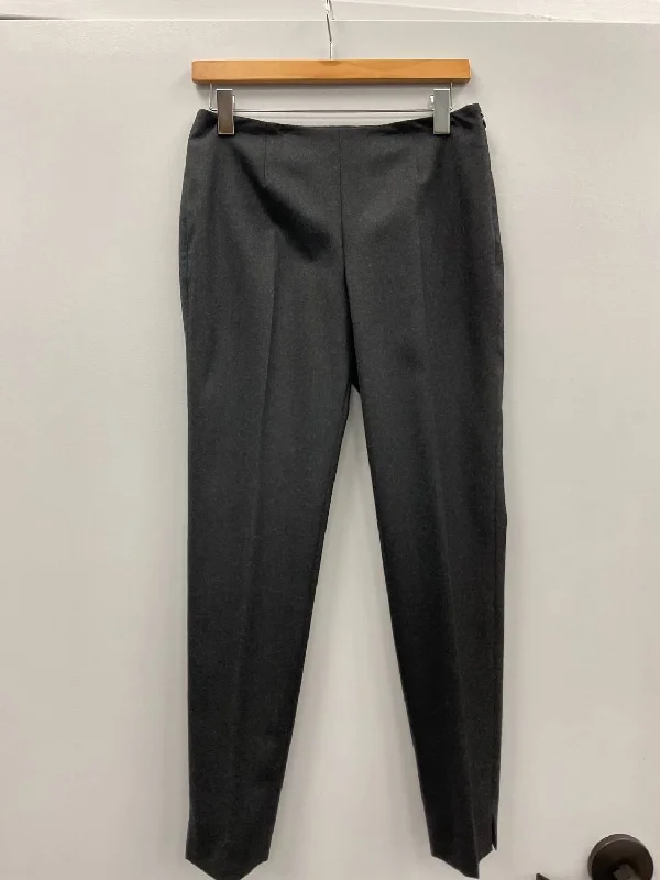 Charcoal Flat Front Side Zip Wool Pant