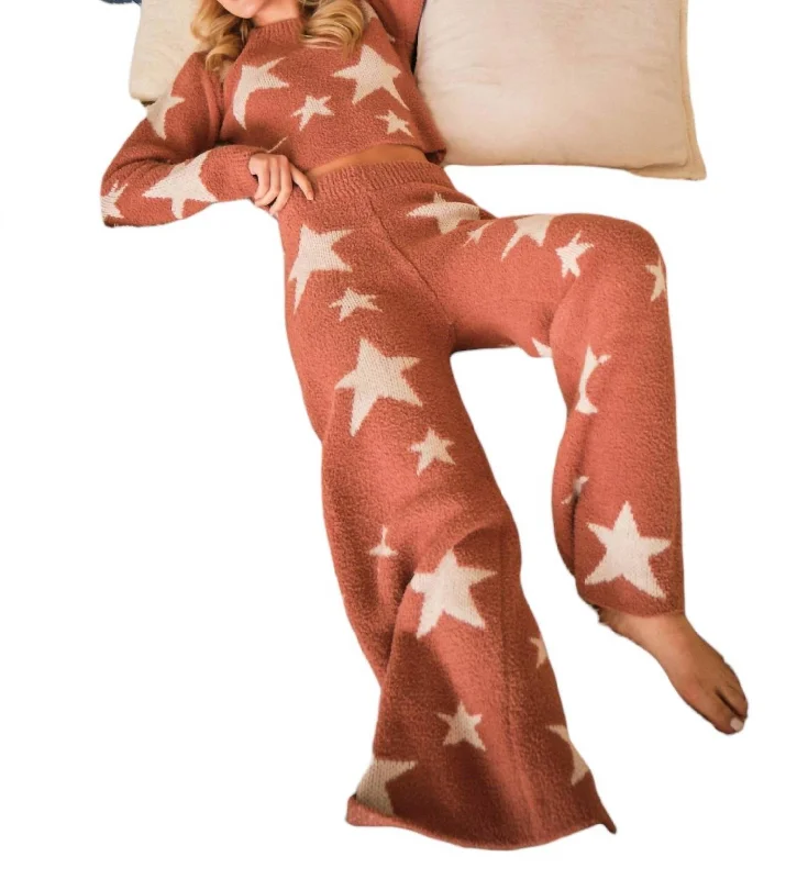 Cozy Star Bottom Pants In Terracotta