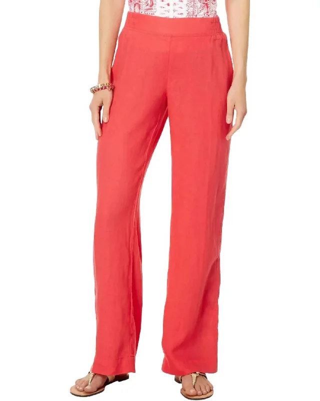 Deri Linen Palazzo Pant In Mizner Red