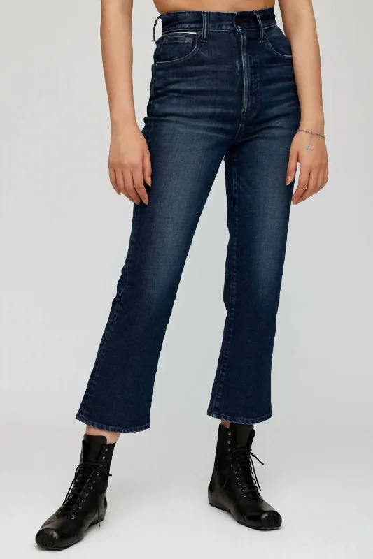 Emma Cropped Flare Jeans In Dark Blue