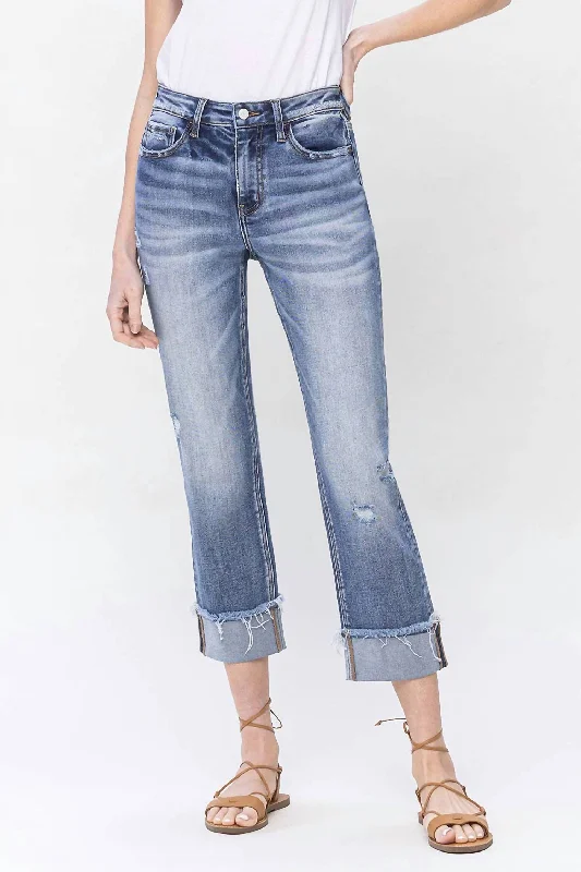 High Rise Cuffed Straight Jean In Infallible