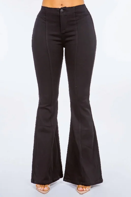 High Waist Pull On Flare Jeans In Black