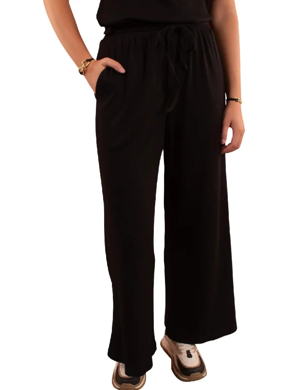 Moonlit Magic Ribbed Slouchy Pant In Black