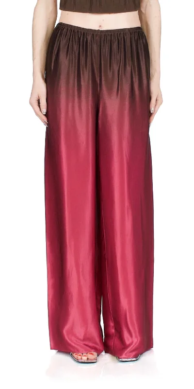 Ombré Printed Satin Pants In Beet/dark Night Fig