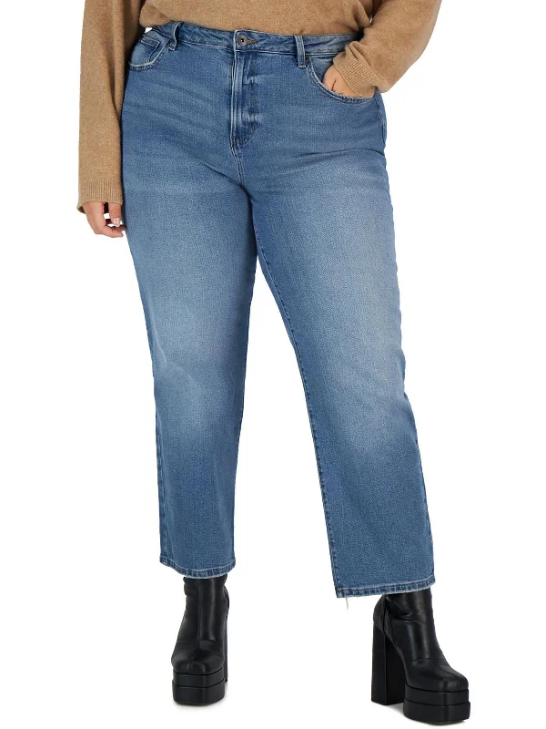 Plus The Retro Womens Hi-Rise Relaxed Straight Leg Jeans