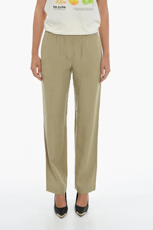 Samsoe Samsoe Solid Color HOYS Pants with Drawstring Waist