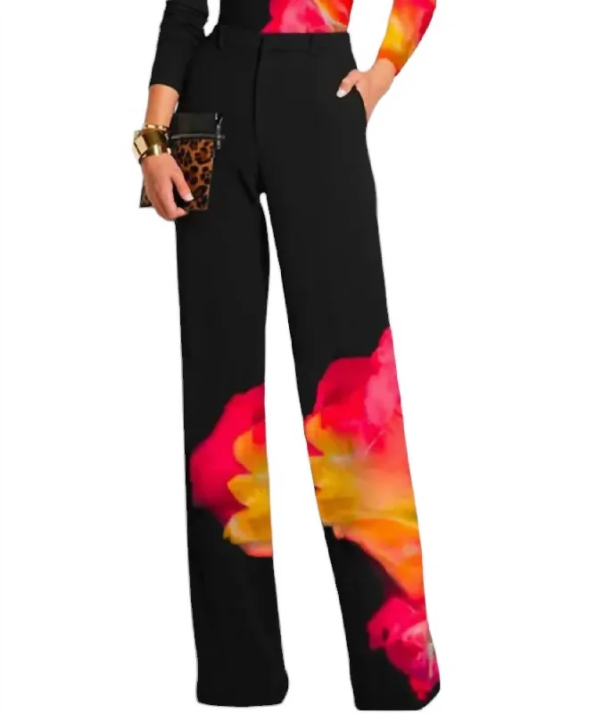 Scarlett High Waisted Color Printed Pants In Black