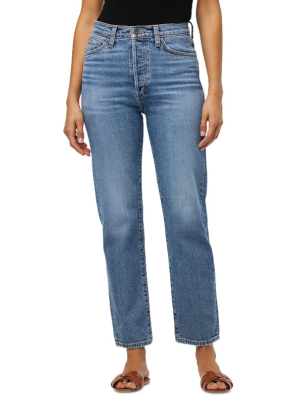 The Honor Womens High Rise Denim Straight Leg Jeans