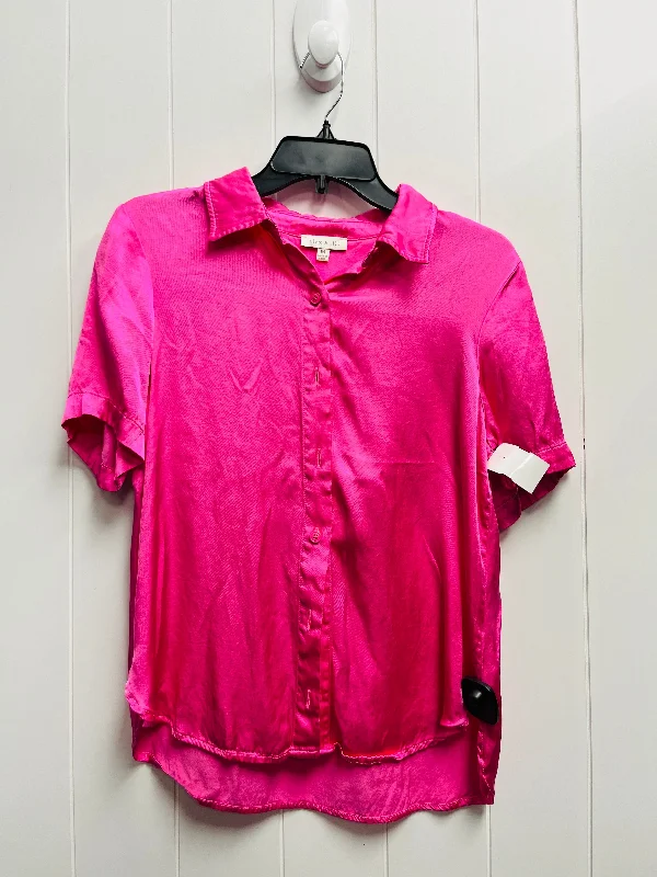 Top Short Sleeve By  ALEX & LILI  In Pink, Size: M