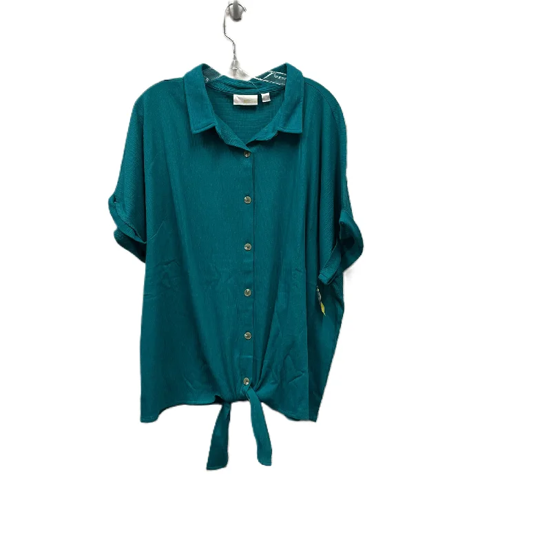 Top Short Sleeve By Belle By Kim Gravel In Teal, Size: 3x