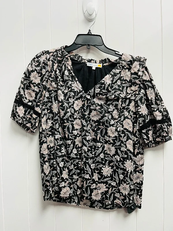 Top Short Sleeve By C And C In Black & Pink, Size: M