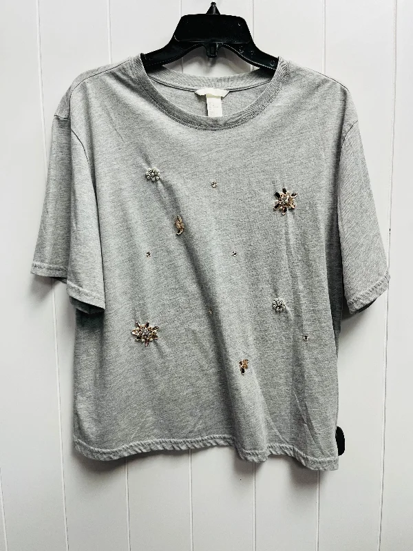 Top Short Sleeve By H&m In Grey, Size: M