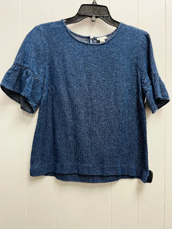 Top Short Sleeve By J. Crew In Blue & White, Size: S